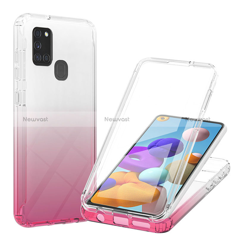 Ultra-thin Transparent Gel Gradient Soft Matte Finish Front and Back Case 360 Degrees Cover YB1 for Samsung Galaxy A21s