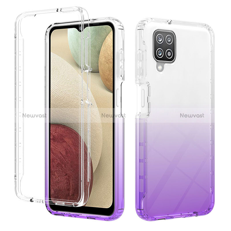 Ultra-thin Transparent Gel Gradient Soft Matte Finish Front and Back Case 360 Degrees Cover YB2 for Samsung Galaxy A12 5G Purple