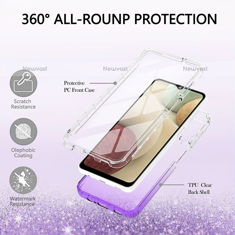 Ultra-thin Transparent Gel Gradient Soft Matte Finish Front and Back Case 360 Degrees Cover YB2 for Samsung Galaxy A12