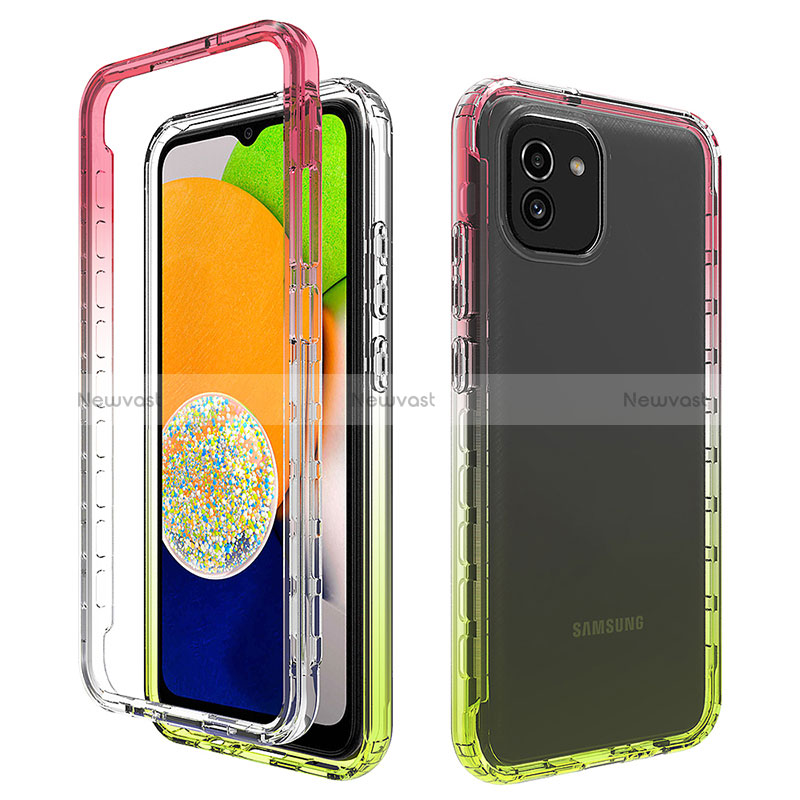 Ultra-thin Transparent Gel Gradient Soft Matte Finish Front and Back Case 360 Degrees Cover ZJ1 for Samsung Galaxy A03 Colorful