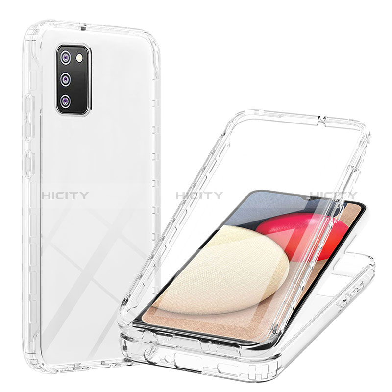 Ultra-thin Transparent Gel Gradient Soft Matte Finish Front and Back Case 360 Degrees Cover ZJ1 for Samsung Galaxy A03s Clear