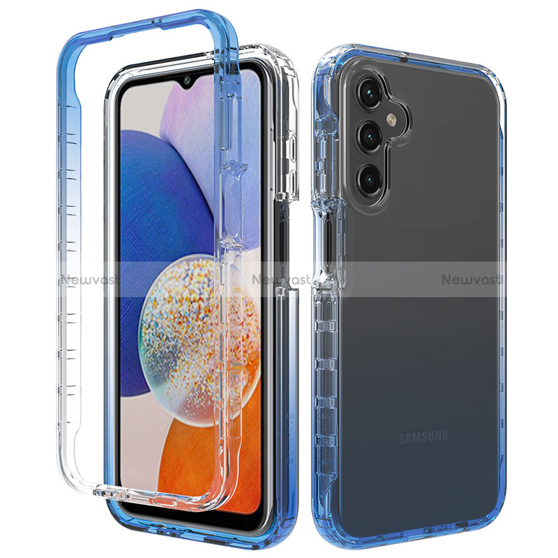 Ultra-thin Transparent Gel Gradient Soft Matte Finish Front and Back Case 360 Degrees Cover ZJ1 for Samsung Galaxy A14 4G Blue