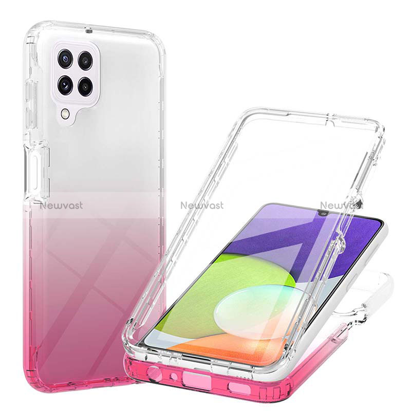 Ultra-thin Transparent Gel Gradient Soft Matte Finish Front and Back Case 360 Degrees Cover ZJ1 for Samsung Galaxy A22 4G Pink