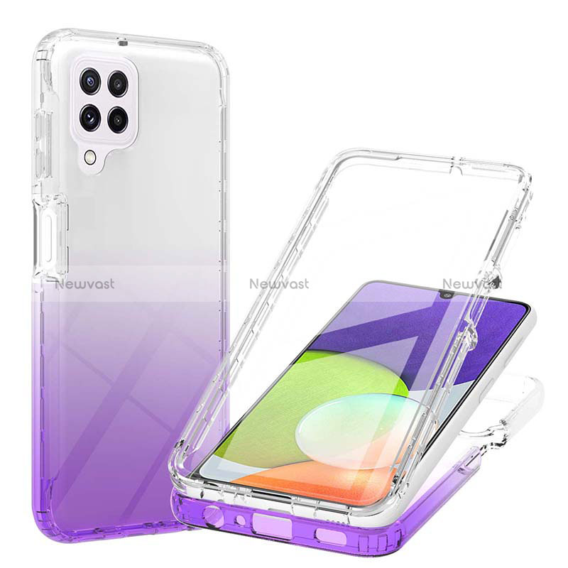 Ultra-thin Transparent Gel Gradient Soft Matte Finish Front and Back Case 360 Degrees Cover ZJ1 for Samsung Galaxy A22 4G Purple