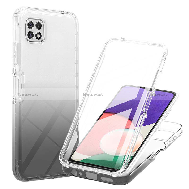 Ultra-thin Transparent Gel Gradient Soft Matte Finish Front and Back Case 360 Degrees Cover ZJ1 for Samsung Galaxy A22s 5G Black