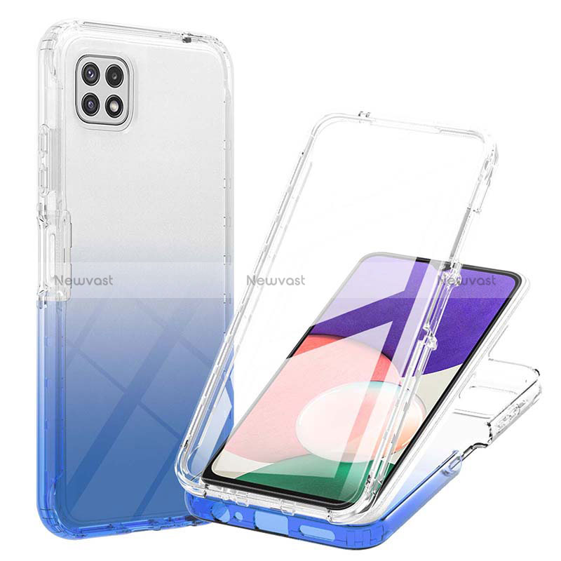 Ultra-thin Transparent Gel Gradient Soft Matte Finish Front and Back Case 360 Degrees Cover ZJ1 for Samsung Galaxy A22s 5G Blue