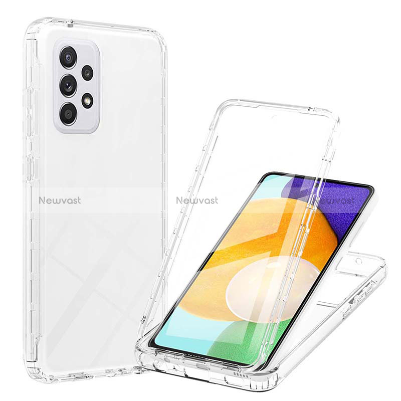 Ultra-thin Transparent Gel Gradient Soft Matte Finish Front and Back Case 360 Degrees Cover ZJ1 for Samsung Galaxy A52 4G Clear