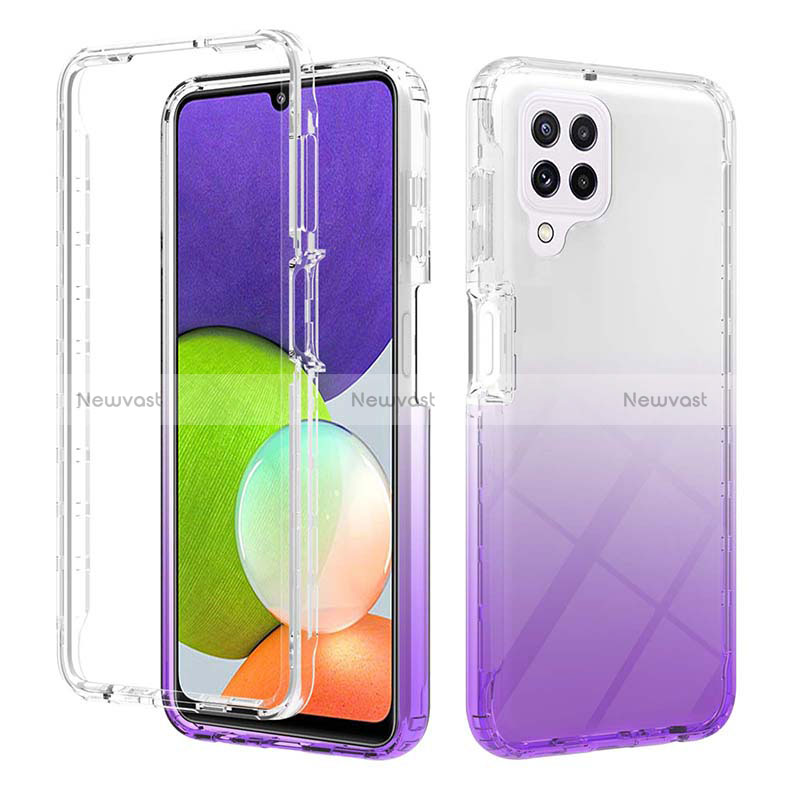 Ultra-thin Transparent Gel Gradient Soft Matte Finish Front and Back Case 360 Degrees Cover ZJ2 for Samsung Galaxy A22 4G Purple