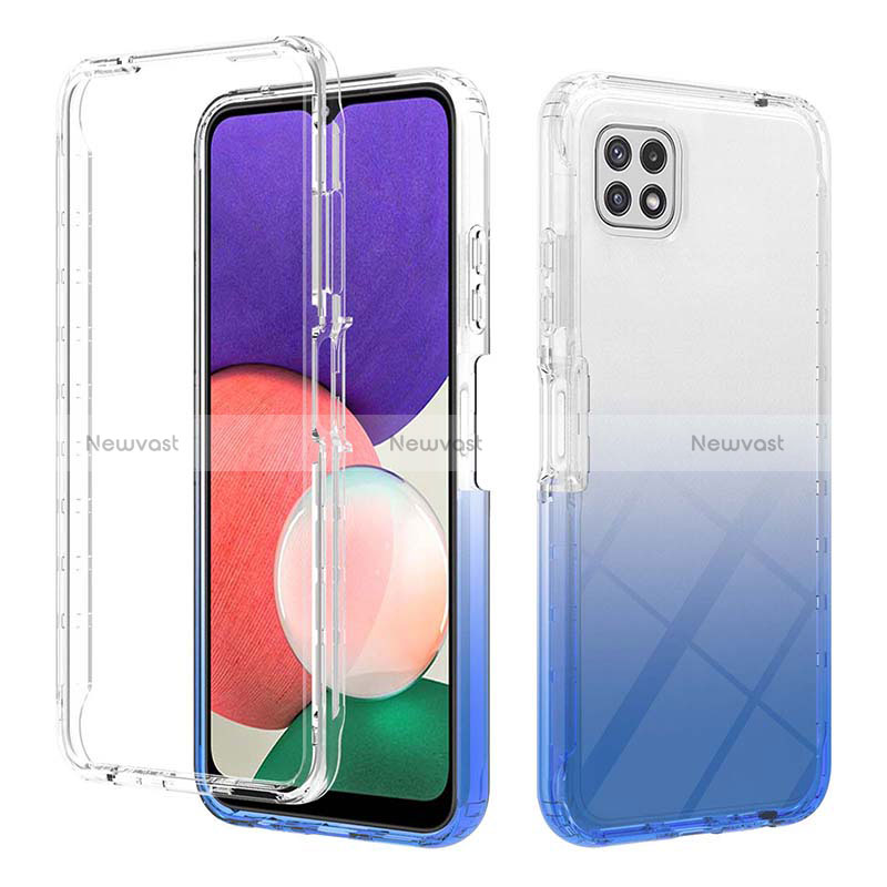 Ultra-thin Transparent Gel Gradient Soft Matte Finish Front and Back Case 360 Degrees Cover ZJ2 for Samsung Galaxy A22 5G Blue