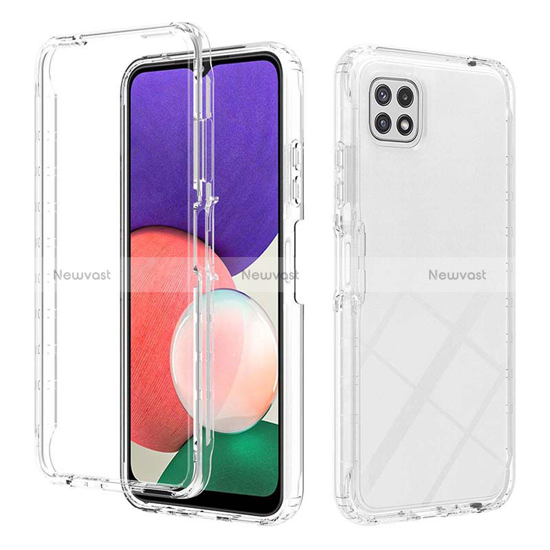 Ultra-thin Transparent Gel Gradient Soft Matte Finish Front and Back Case 360 Degrees Cover ZJ2 for Samsung Galaxy A22 5G Clear