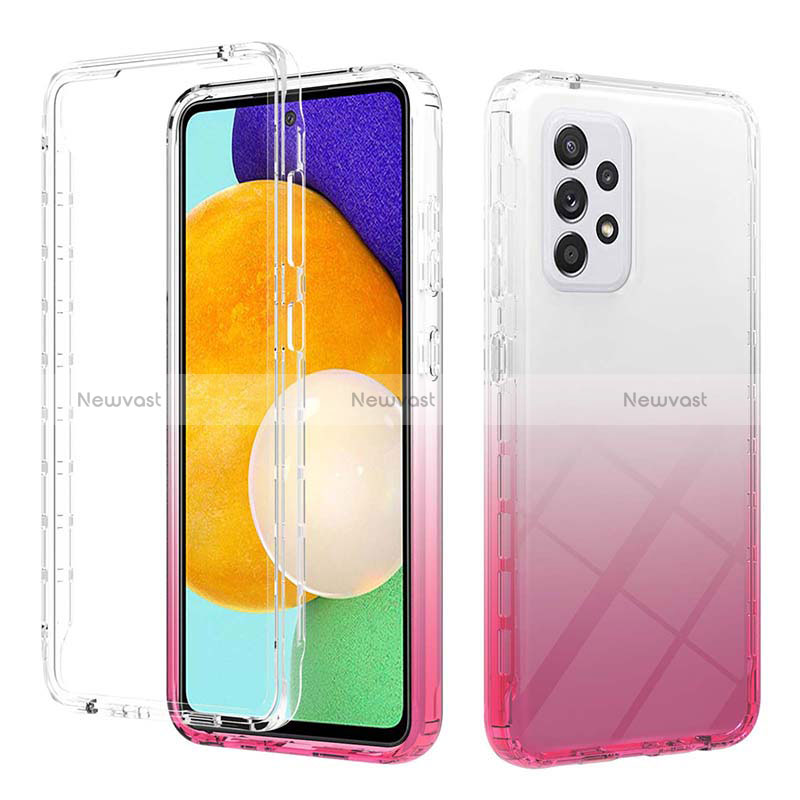 Ultra-thin Transparent Gel Gradient Soft Matte Finish Front and Back Case 360 Degrees Cover ZJ2 for Samsung Galaxy A52 4G Pink