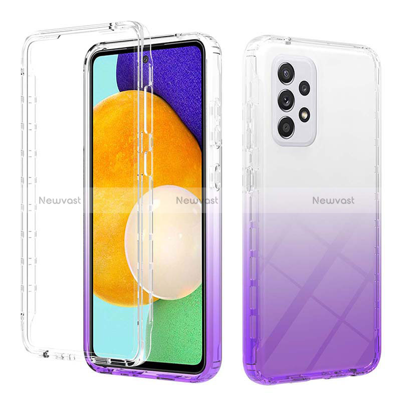 Ultra-thin Transparent Gel Gradient Soft Matte Finish Front and Back Case 360 Degrees Cover ZJ2 for Samsung Galaxy A52s 5G Purple
