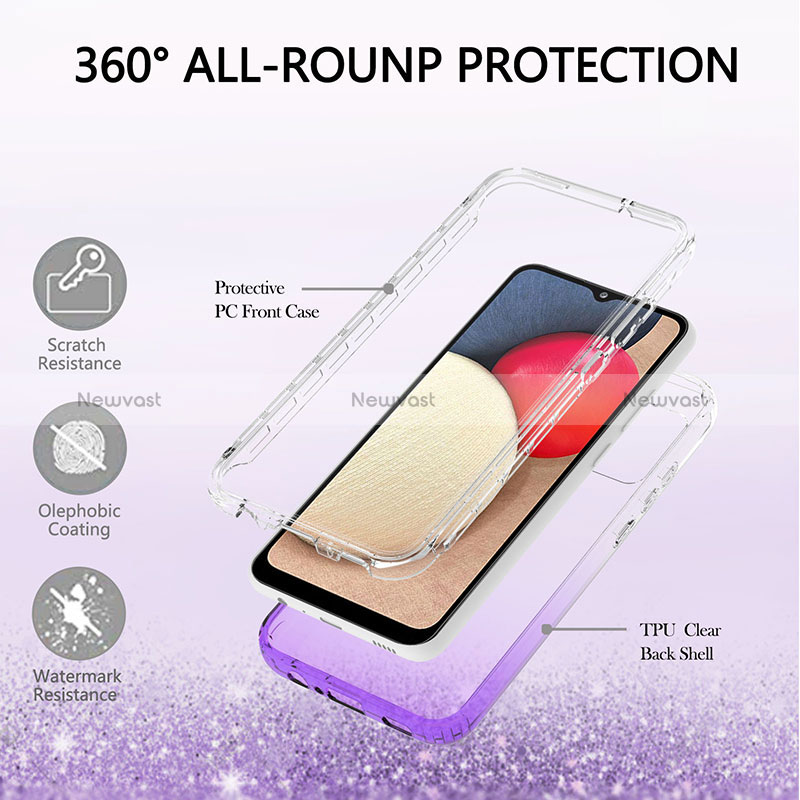 Ultra-thin Transparent Gel Gradient Soft Matte Finish Front and Back Case 360 Degrees Cover ZJ2 for Samsung Galaxy F02S SM-E025F