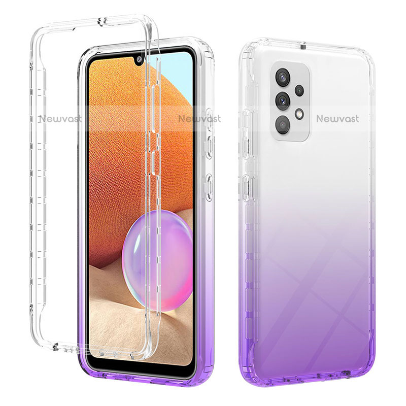 Ultra-thin Transparent Gel Gradient Soft Matte Finish Front and Back Case 360 Degrees Cover ZJ2 for Samsung Galaxy M32 5G Purple