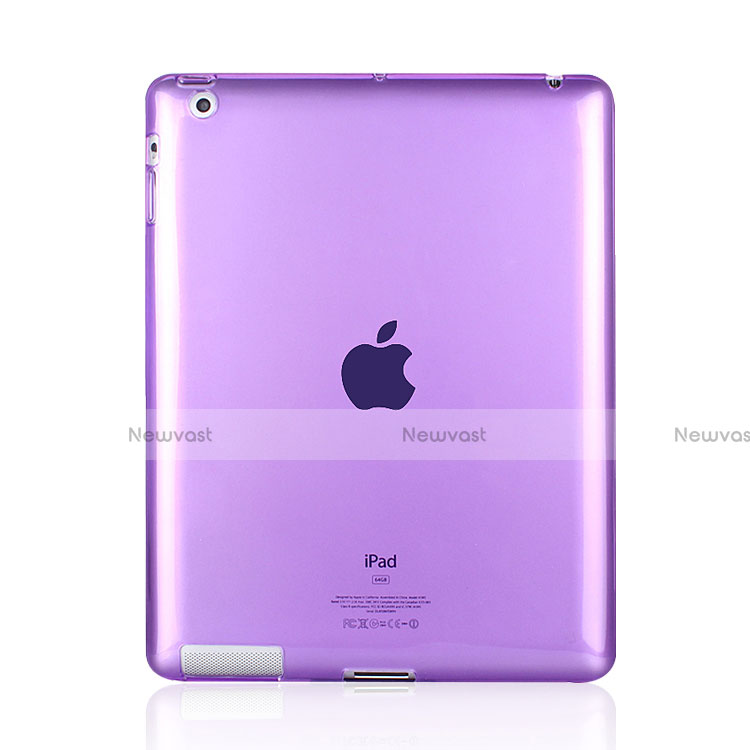 Ultra-thin Transparent Gel Soft Case for Apple iPad 4 Purple