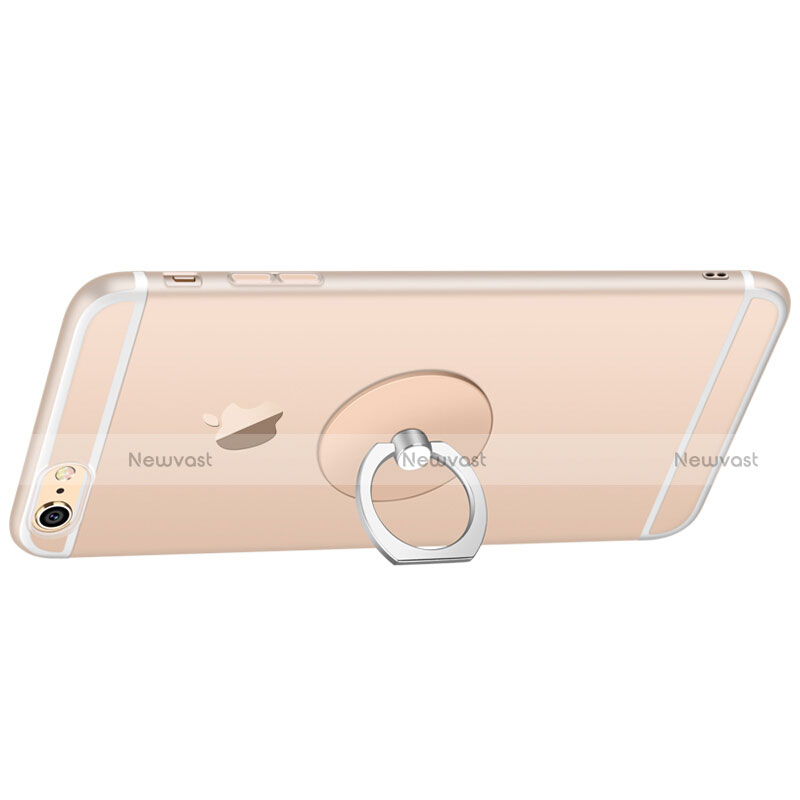 Ultra-thin Transparent Gel Soft Case with Finger Ring Stand for Apple iPhone 6 Clear