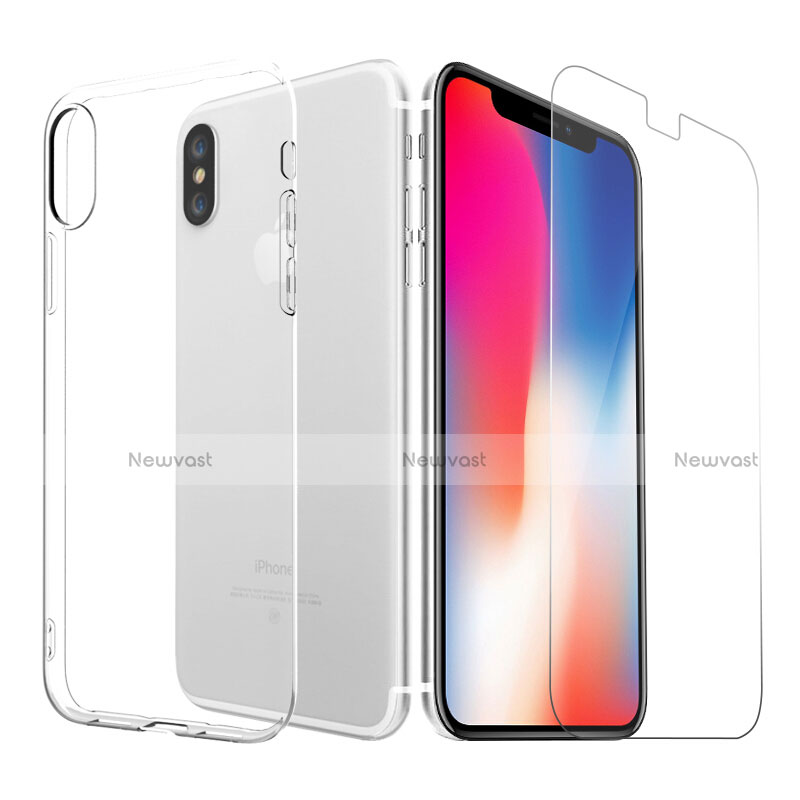 Ultra-thin Transparent Gel Soft Case with Screen Protector for Apple iPhone X Clear