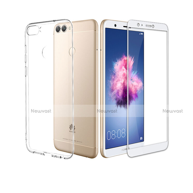 Ultra-thin Transparent Gel Soft Case with Screen Protector for Huawei Enjoy 7S White