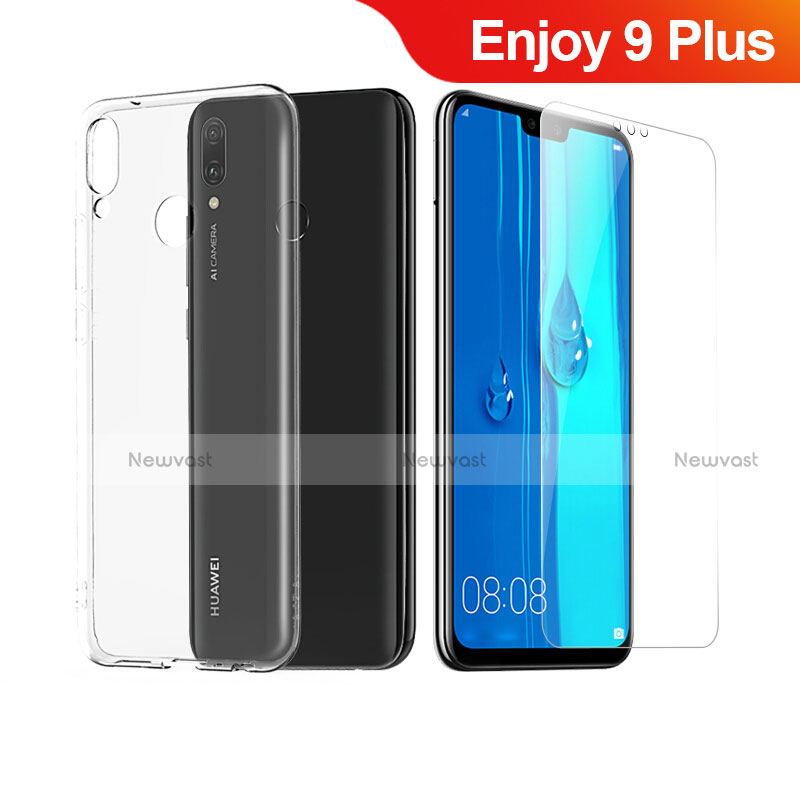 Ultra-thin Transparent Gel Soft Case with Screen Protector for Huawei Enjoy 9 Plus Clear