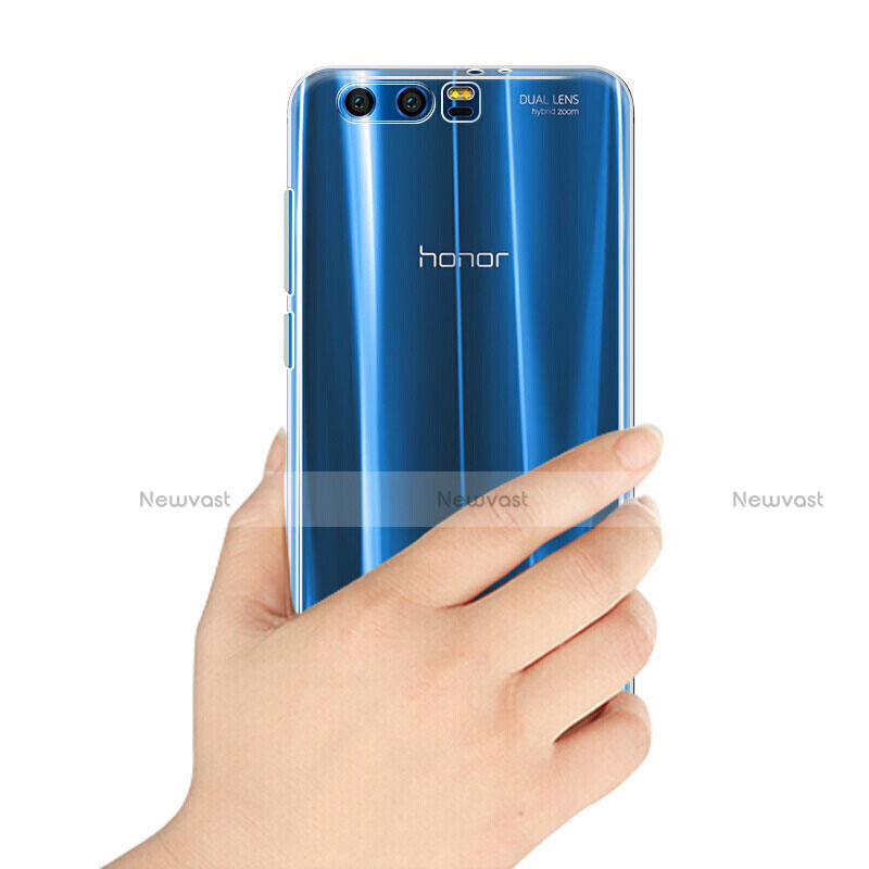 Ultra-thin Transparent Gel Soft Case with Screen Protector for Huawei Honor 9 Premium Blue