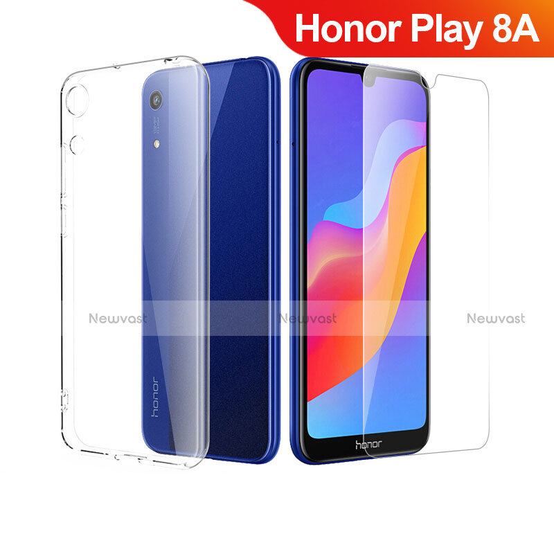 Ultra-thin Transparent Gel Soft Case with Screen Protector for Huawei Honor Play 8A Clear