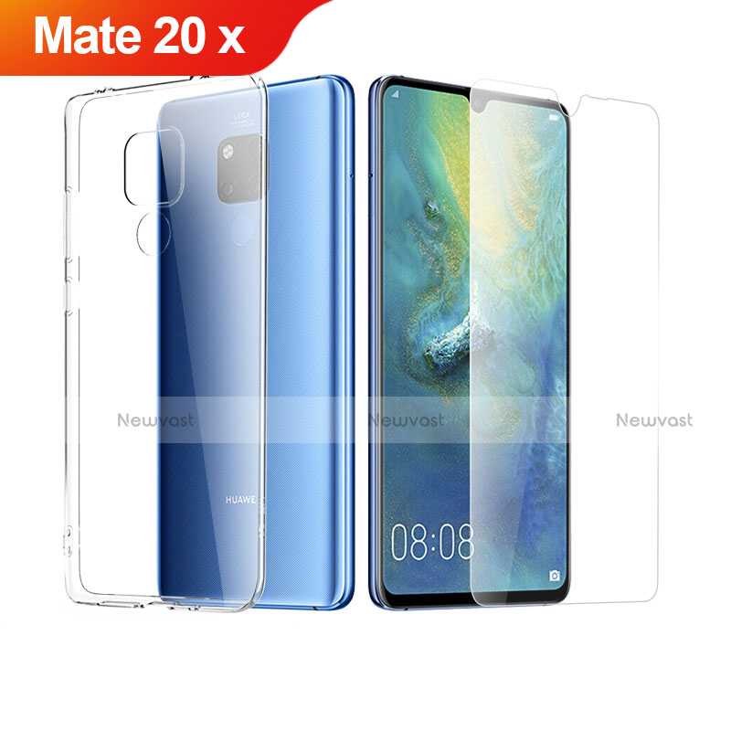 Ultra-thin Transparent Gel Soft Case with Screen Protector for Huawei Mate 20 X Clear