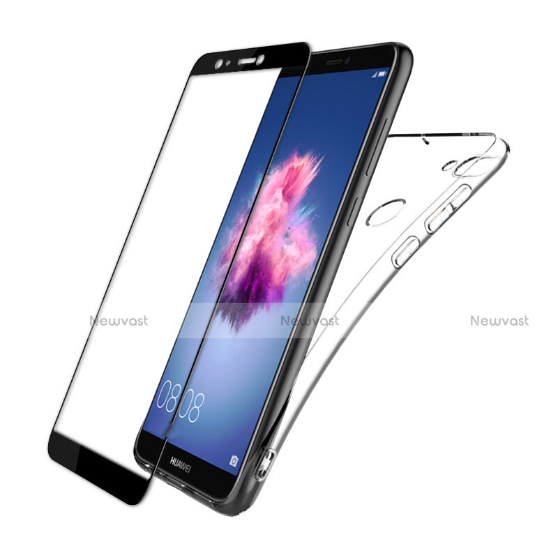 Ultra-thin Transparent Gel Soft Case with Screen Protector for Huawei P Smart Black