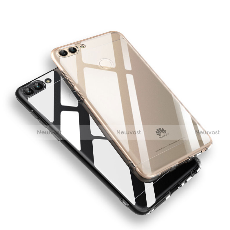 Ultra-thin Transparent Gel Soft Case with Screen Protector for Huawei P Smart Black