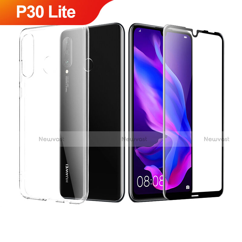 Ultra-thin Transparent Gel Soft Case with Screen Protector for Huawei P30 Lite Clear