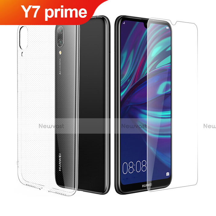 Ultra-thin Transparent Gel Soft Case with Screen Protector for Huawei Y7 Prime (2019) Clear