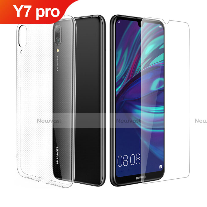 Ultra-thin Transparent Gel Soft Case with Screen Protector for Huawei Y7 Pro (2019) Clear