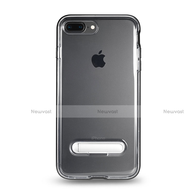 Ultra-thin Transparent Gel Soft Case with Stand for Apple iPhone 7 Plus Gray