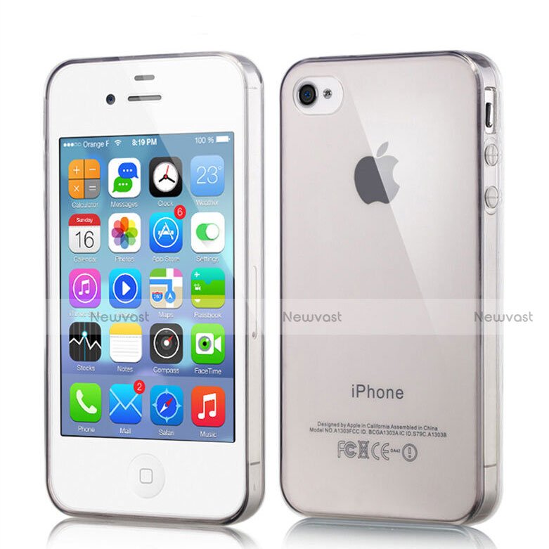 Ultra-thin Transparent Gel Soft Cover for Apple iPhone 4 Gray