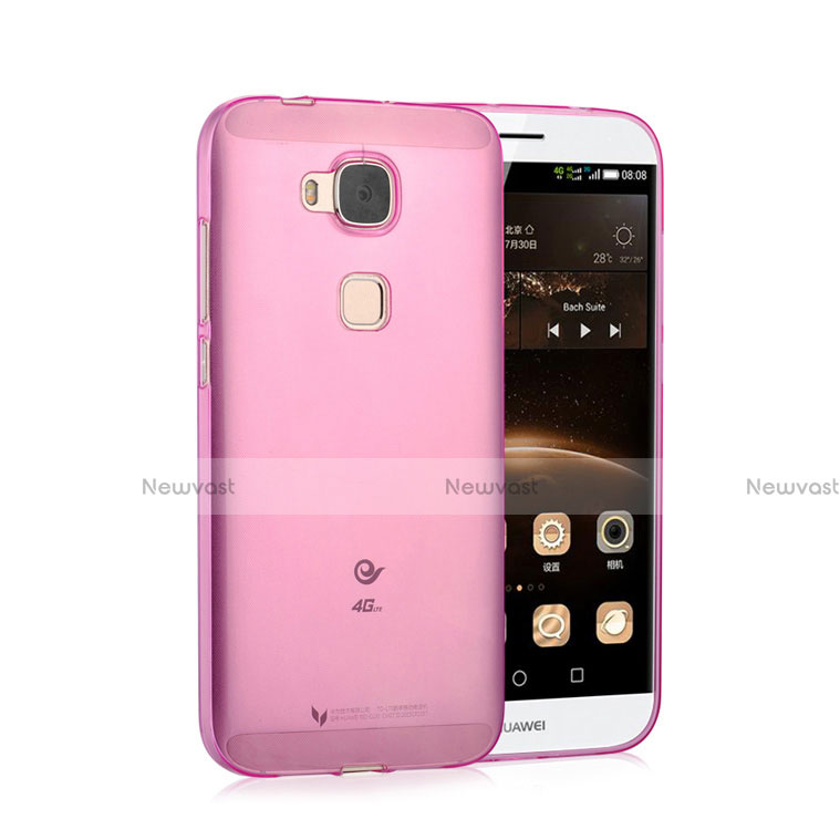 Ultra-thin Transparent Gel Soft Cover for Huawei G8 Pink