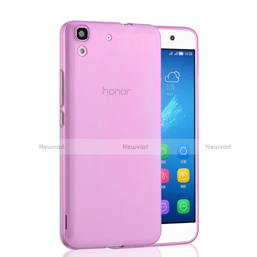 Ultra-thin Transparent Gel Soft Cover for Huawei Honor 4A Pink