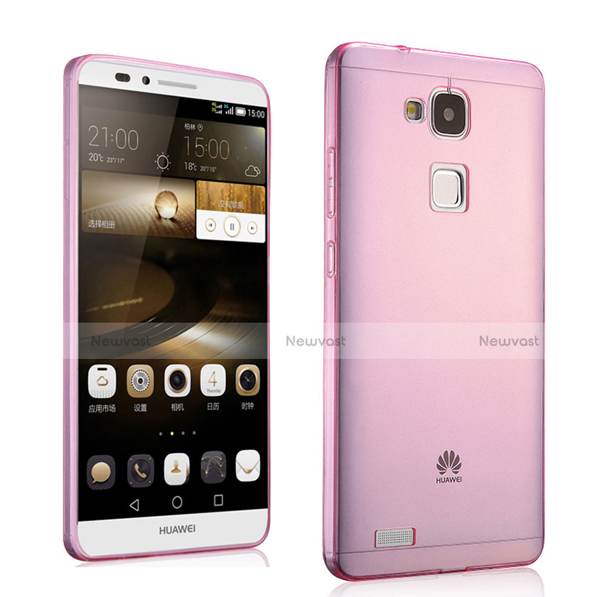 Ultra-thin Transparent Gel Soft Cover for Huawei Mate 7 Pink