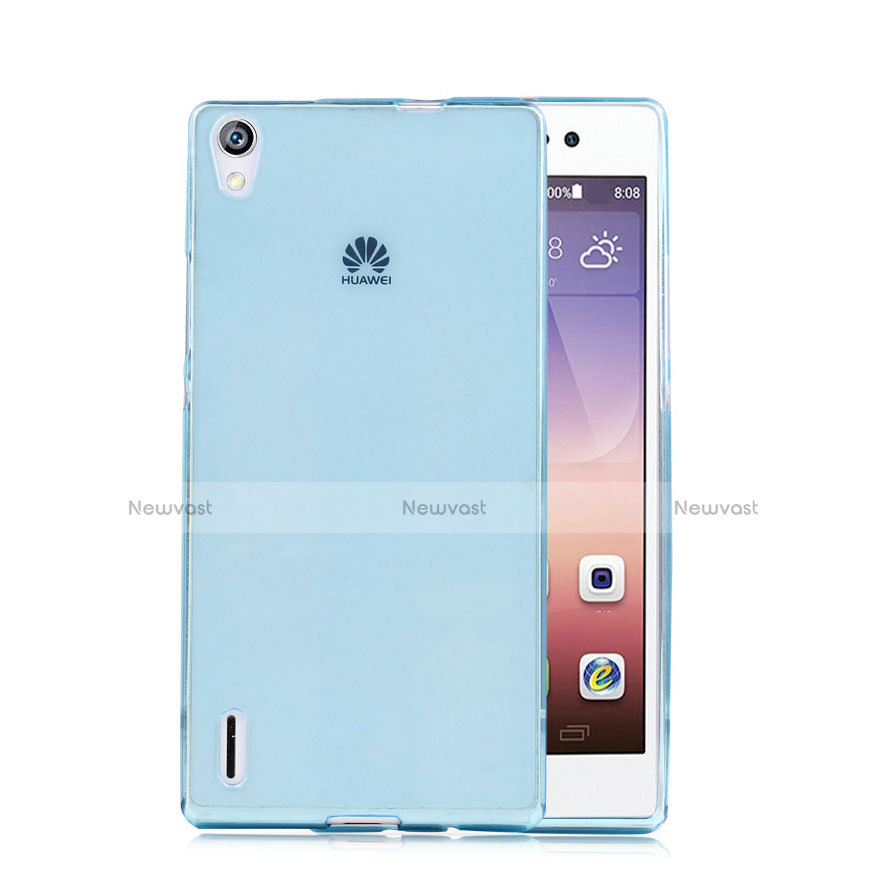 Ultra-thin Transparent Gel Soft Cover for Huawei P7 Dual SIM Blue