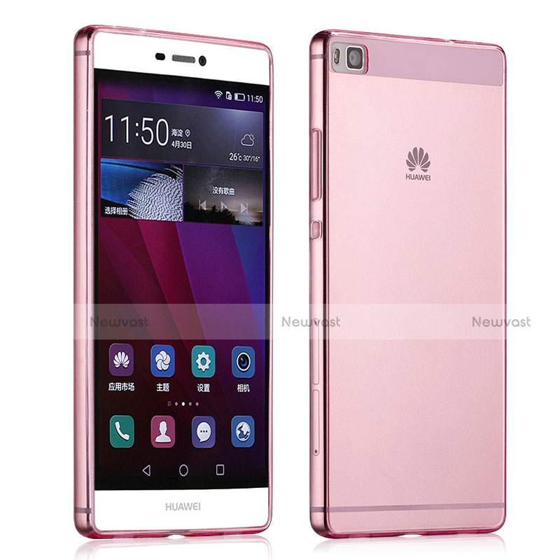 Ultra-thin Transparent Gel Soft Cover for Huawei P8 Pink