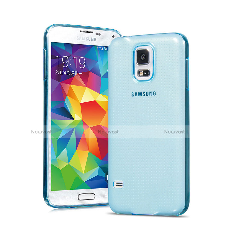 Ultra-thin Transparent Gel Soft Cover for Samsung Galaxy S5 Duos Plus Blue