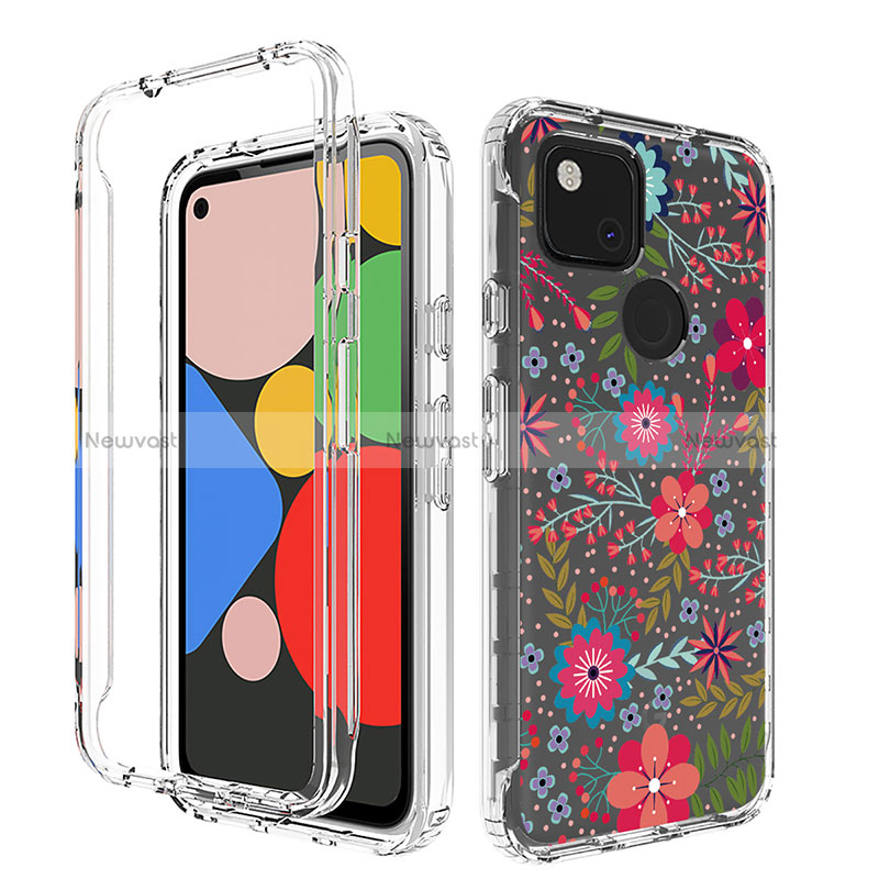 Ultra-thin Transparent Gel Soft Matte Finish Front and Back Case 360 Degrees Cover for Google Pixel 4a Red