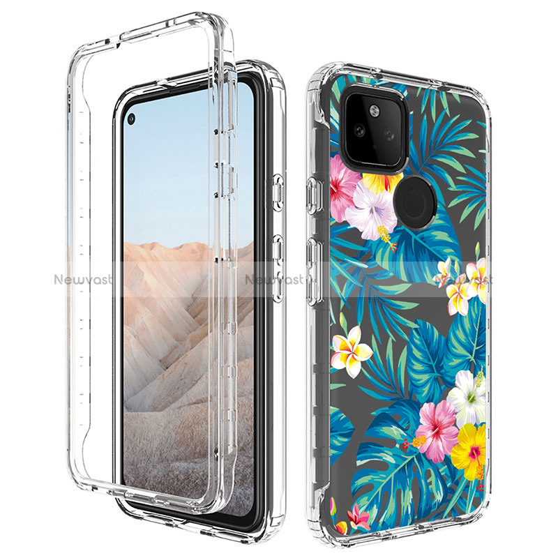 Ultra-thin Transparent Gel Soft Matte Finish Front and Back Case 360 Degrees Cover for Google Pixel 5a 5G Sky Blue