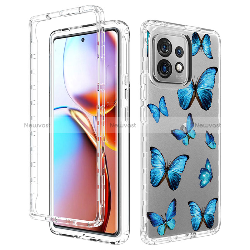 Ultra-thin Transparent Gel Soft Matte Finish Front and Back Case 360 Degrees Cover for Motorola Moto Edge 40 Pro 5G Blue