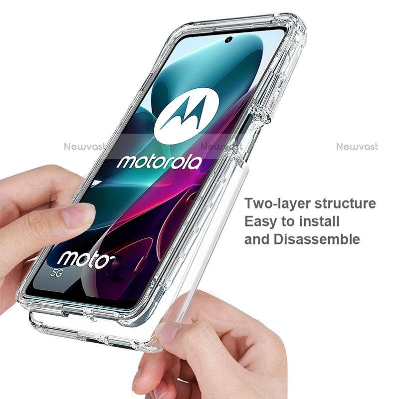 Ultra-thin Transparent Gel Soft Matte Finish Front and Back Case 360 Degrees Cover for Motorola Moto G200 5G Clear