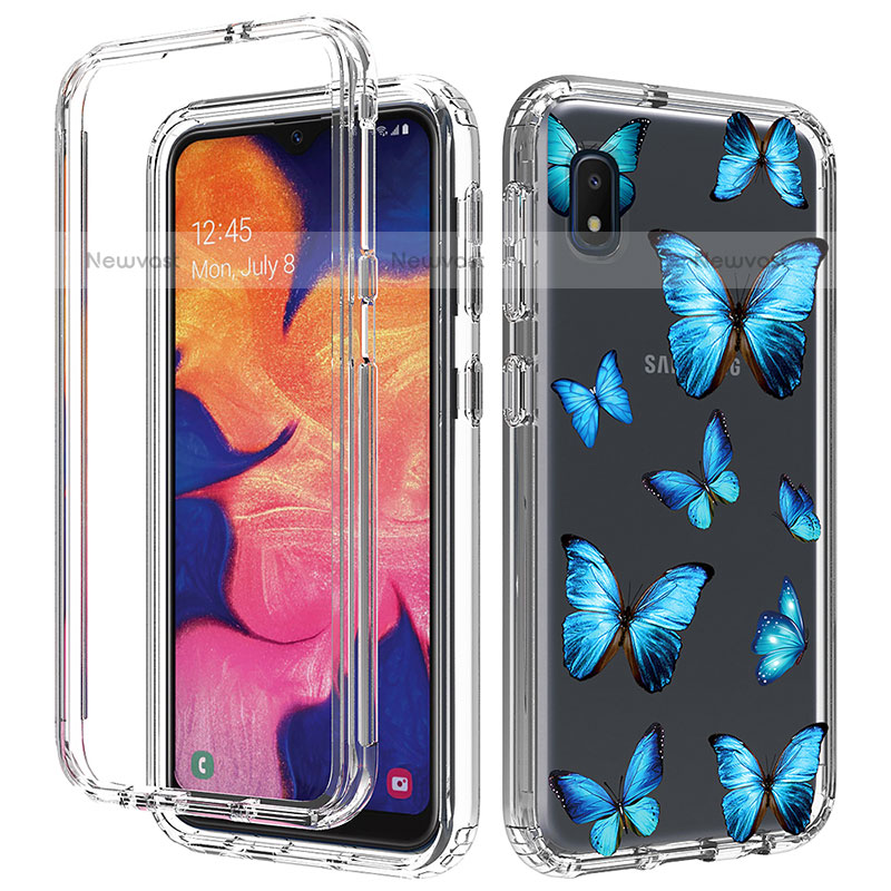 Ultra-thin Transparent Gel Soft Matte Finish Front and Back Case 360 Degrees Cover for Samsung Galaxy A10e Blue