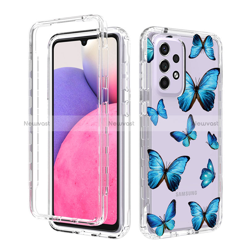 Ultra-thin Transparent Gel Soft Matte Finish Front and Back Case 360 Degrees Cover for Samsung Galaxy A33 5G Mint Blue