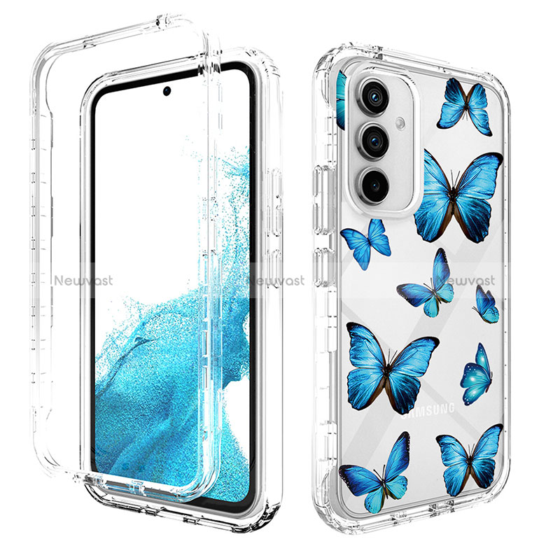 Ultra-thin Transparent Gel Soft Matte Finish Front and Back Case 360 Degrees Cover for Samsung Galaxy A54 5G Blue