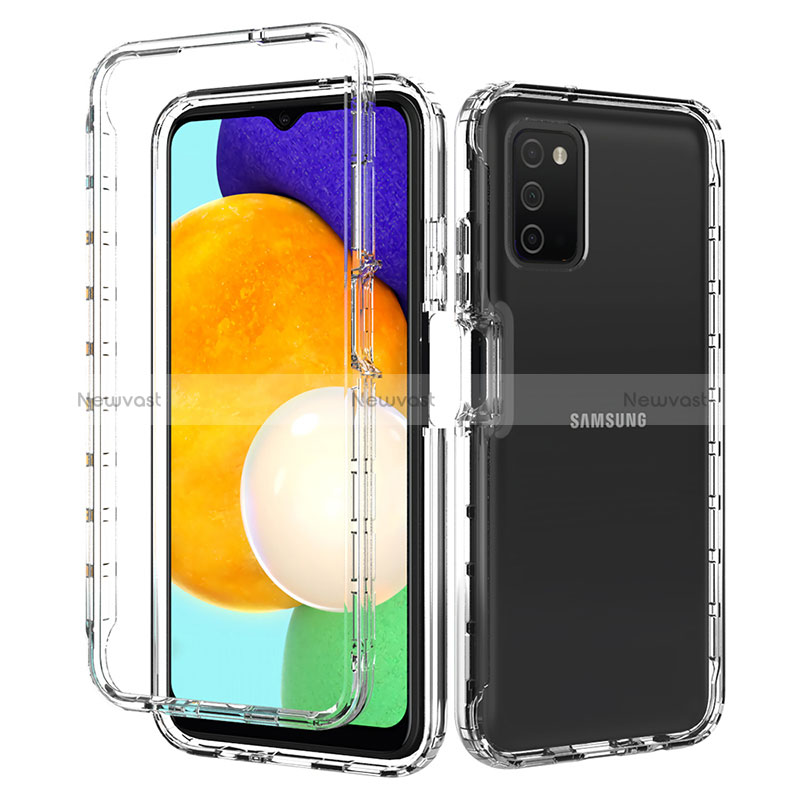 Ultra-thin Transparent Gel Soft Matte Finish Front and Back Case 360 Degrees Cover for Samsung Galaxy F02S SM-E025F Clear