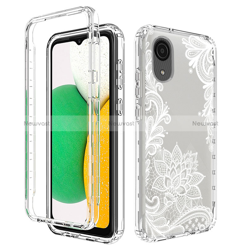 Ultra-thin Transparent Gel Soft Matte Finish Front and Back Case 360 Degrees Cover JX1 for Samsung Galaxy A03 Core White