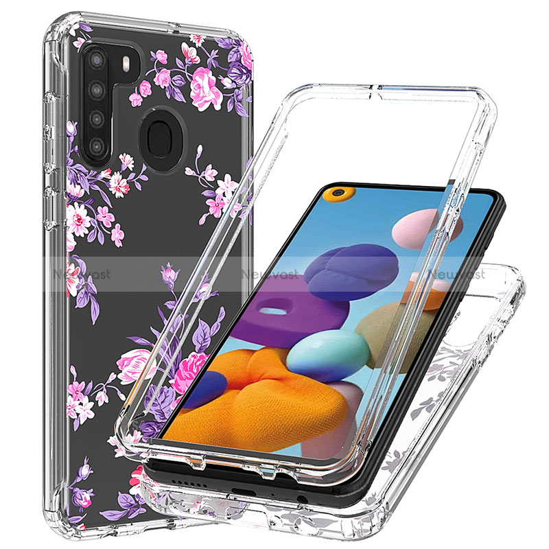 Ultra-thin Transparent Gel Soft Matte Finish Front and Back Case 360 Degrees Cover JX1 for Samsung Galaxy A21