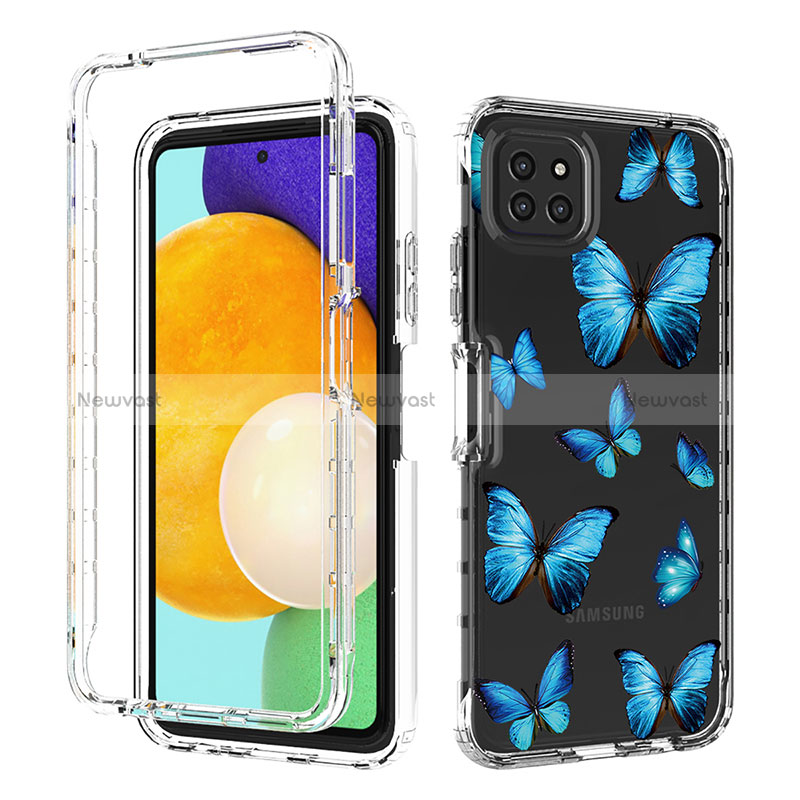 Ultra-thin Transparent Gel Soft Matte Finish Front and Back Case 360 Degrees Cover JX1 for Samsung Galaxy A22s 5G Blue